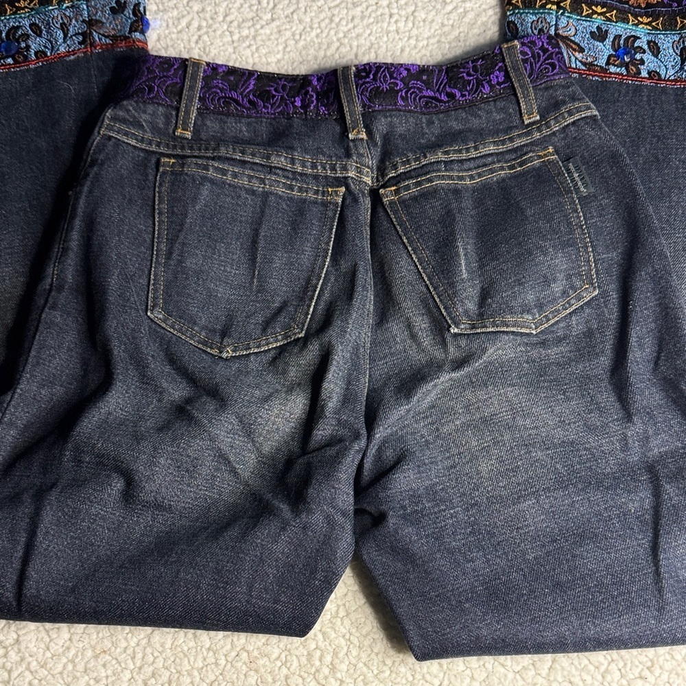Embroidered Straight Leg Jeans with Colorful Cuffs - Picture 8 of 8